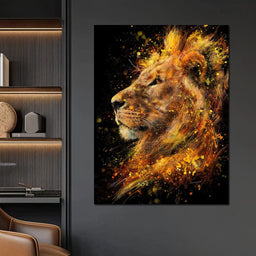 Majestic Lion Firestorm Portrait - NicheCanvas