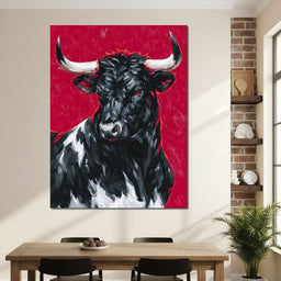 Bold Horned Bull Portrait - NicheCanvas
