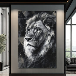 Monochrome Lion King Portrait - NicheCanvas