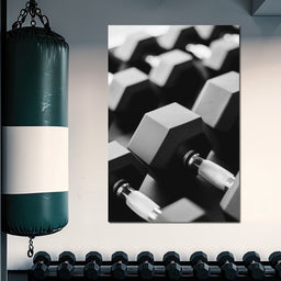 Monochrome Dumbbell Strength - NicheCanvas