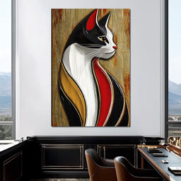 Feline Elegance on Textured Gold - NicheCanvas