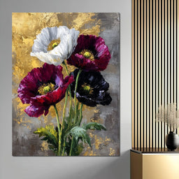 Gilded Poppies Quartet - NicheCanvas