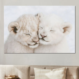 Cub Companions Embrace Tenderly - NicheCanvas