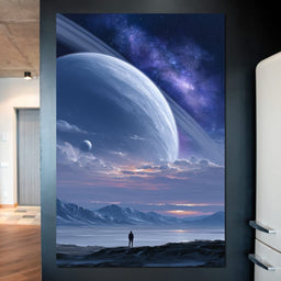 Rings of Saturn Night Sky - NicheCanvas