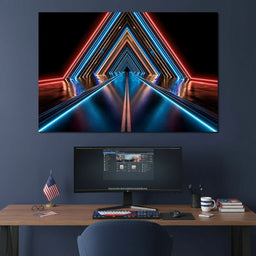 Neon Velocity Through The Infinite Corridor - NicheCanvas