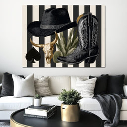 Cowboy Boot Hat Skull Cactus - NicheCanvas