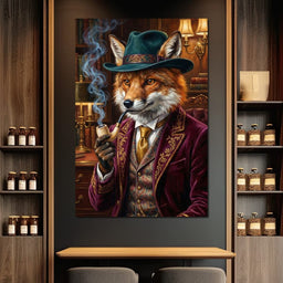 Gentleman Fox Smoking - NicheCanvas