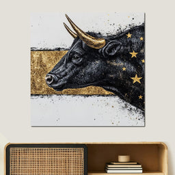 Golden Stargazer Bull Dream - NicheCanvas