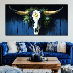 Golden Longhorn Skull Rustic - NicheCanvas