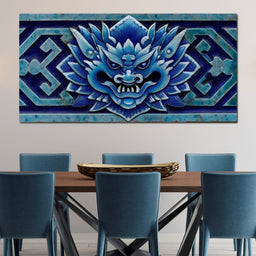 Cerulean Guardian Dragon Face - NicheCanvas