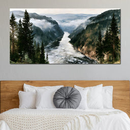 Where The Mountain River Bends - NicheCanvas