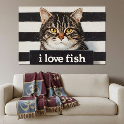 Tabby Cat Inmate Love Fish - NicheCanvas