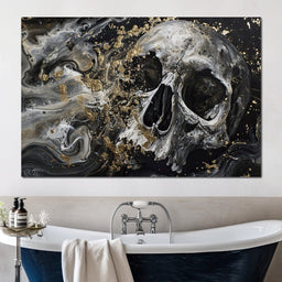 Golden Skull in Galaxy Storm - NicheCanvas