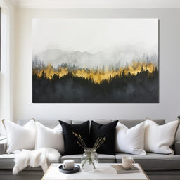 Radiant Mist Over Pine Peaks - NicheCanvas