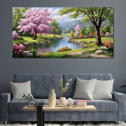 Spring Blossom Mountain Stream - NicheCanvas