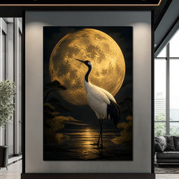 Crane Moonrise - NicheCanvas