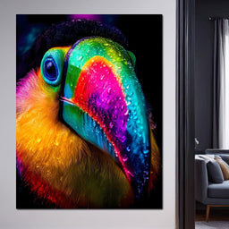 Neon Rainforest Toucan Portrait - NicheCanvas