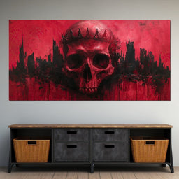 Crowned Skull Over Urban Ruins - NicheCanvas