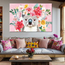 Floral Harmony with Koala - NicheCanvas