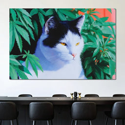 Feline Tranquility Green Garden - NicheCanvas