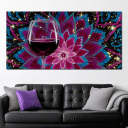 Celestial Petals Wine Mandala - NicheCanvas