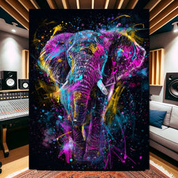 Vibrant Neon Elephant Energy - NicheCanvas