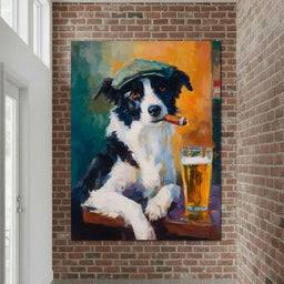 Cigar Dog Pub Portrait Oil - NicheCanvas