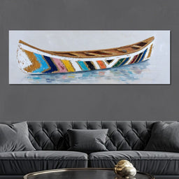 Colorful Canoe Reflections Calm - NicheCanvas