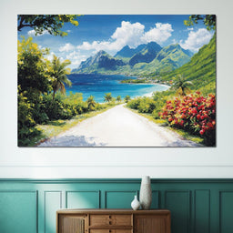 Ocean Path to Tranquil Peaks - NicheCanvas
