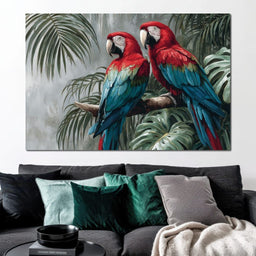 Tropical Macaw Duo Rainforest - NicheCanvas