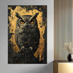 Golden Nocturnal Owl - NicheCanvas