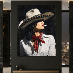 Noir Cowgirl Cigarette Glow - NicheCanvas