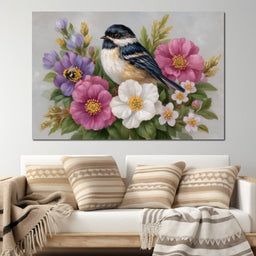 Chickadee Garden Blossom Song - NicheCanvas