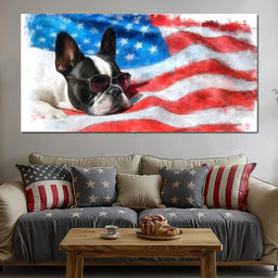 Patriotic Pooch Dreaming Freedom - NicheCanvas