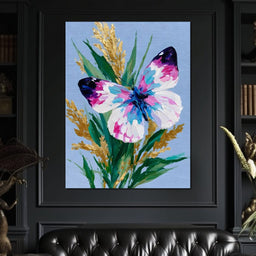 Pastel Butterfly Golden Foliage - NicheCanvas
