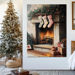 Cozy Christmas Hearth Stockings - NicheCanvas