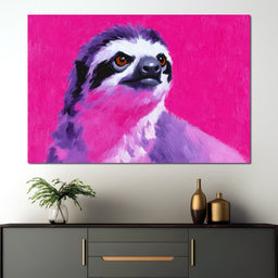 Vivid Magenta Sloth Portrait - NicheCanvas