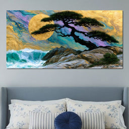 Gilded Solstice Above The Rushing Tide - NicheCanvas