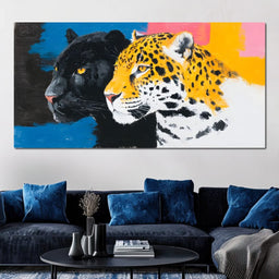 Dual Leopard Heads Pop Painting - NicheCanvas