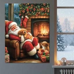 Cozy Christmas Eve With Puppies - NicheCanvas