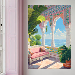 Sunlit Terrace Escape - NicheCanvas