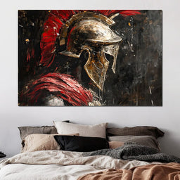 Spartan Solitude in Crimson - NicheCanvas