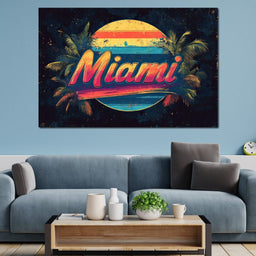 Miami Sunset Retro Vibes - NicheCanvas