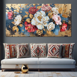 Golden Royal Flowers 01 - Wildrose Creations - NicheCanvas