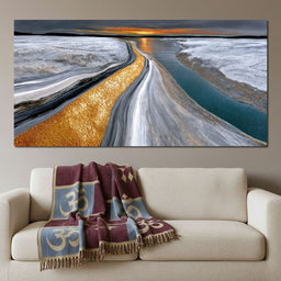 Gold River Under A Pewter Sky - TooplesArt - NicheCanvas