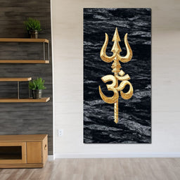 Golden Om Trishul Emblem - NicheCanvas