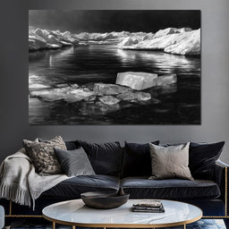 Midnight Drift Ice Fjord - NicheCanvas