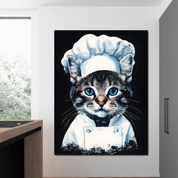 Chef Feline in Snowy Whites - NicheCanvas