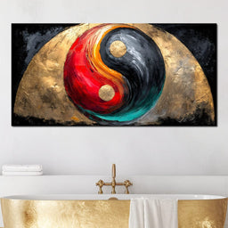 Golden Yin Yang Abstract Energy - NicheCanvas