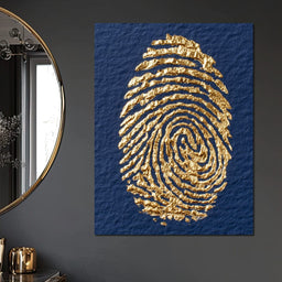 Golden Fingerprint On Navy Paper - NicheCanvas